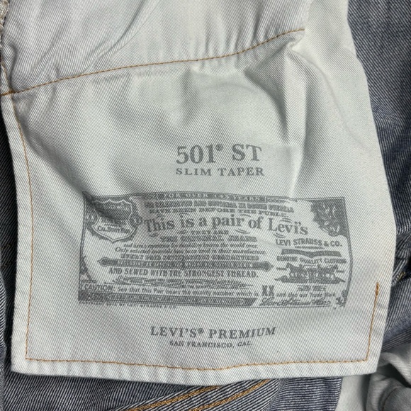 Levis 501 ST Big E Premium Denim Jeans Mens 38x32 Slim Taper Selvedge Button Fly - Picture 14 of 16